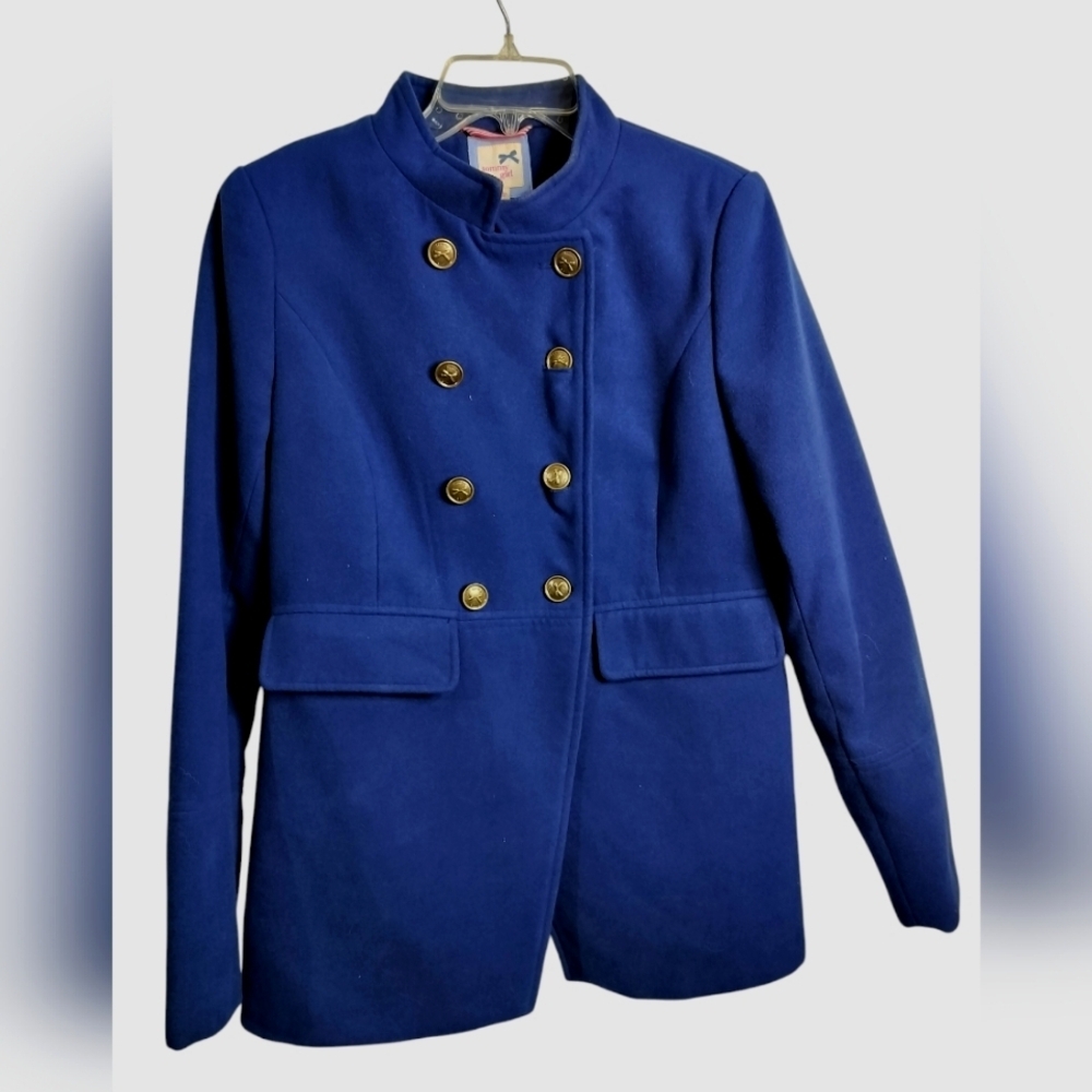 3091) Tommy Girl (Hilfiger) Navy Gold Double Breast Peacoat Size Large (Junior)